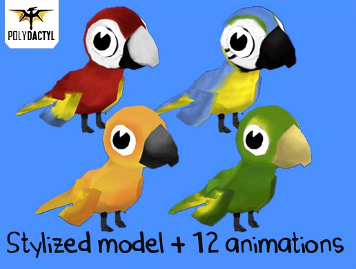 Lowpoly Toon Parrots