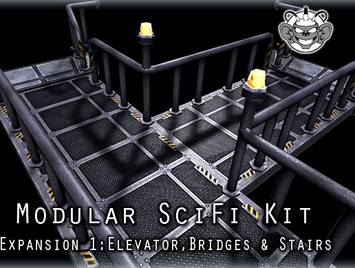 Modular SciFi Base Expansion 1 - Bridges, Elevators and Stairs