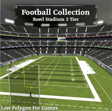 Football Collection Bowl Stadium 3 Tier 3D Model