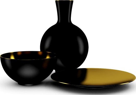 Vase and Bowls Set 3D Model