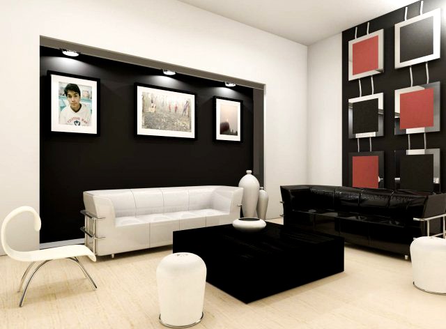 Black and White Living Room 3D Model