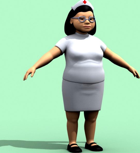 Fat Cartoon Nurse 3D Model