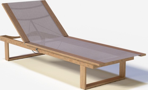 MANUTTI - SIENA TEAK LOUNGER WITH TEXTULINE