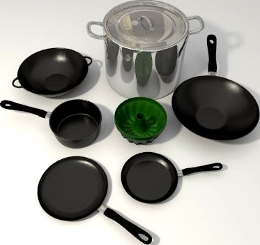 Pots and pans set 3D Model