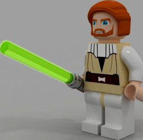 Obi Wan Stars Wars with Lightsaber 3D Model