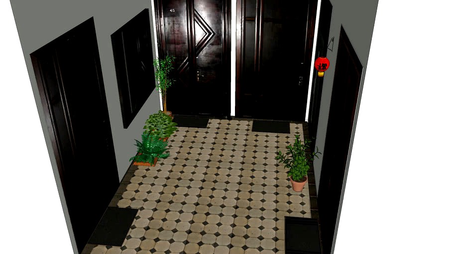 Interior of the entryway in the old (1913) apartment house.