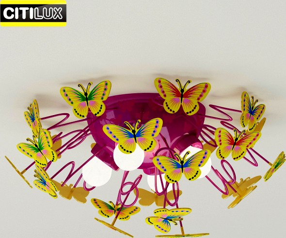 Butterfly chandelier in the nursery, Citilux