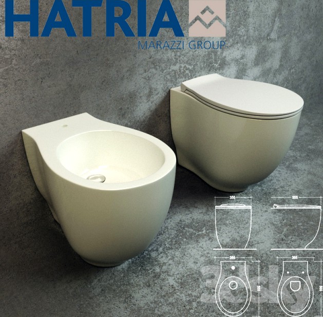 HATRIA Le Fiabe vaso (Y1AD) _bidet (Y1AA) filo muro (back to wall) 2014