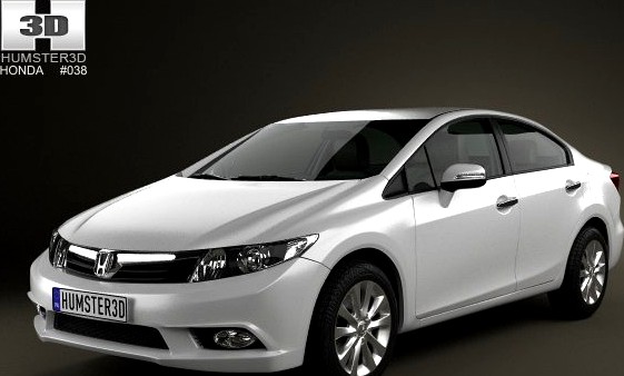 Honda Civic sedan with HQ interior 2012 3D Model