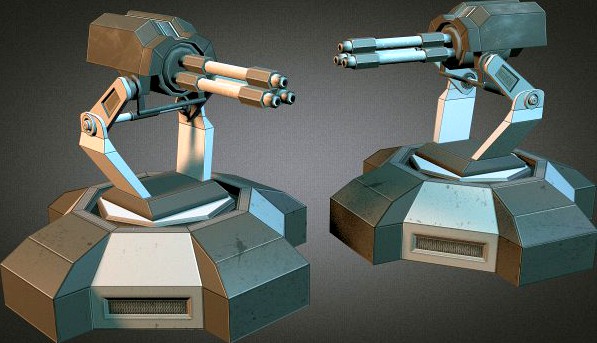 Machinegun Tower Scifi 3D Model