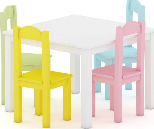 Kids Table and Chairs 3D Model