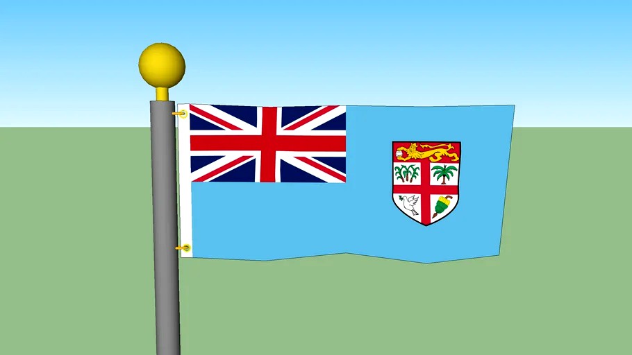 Fiji Flag with Flagpole