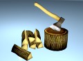 Wooden hatchet with billet for GameDev 3D Model