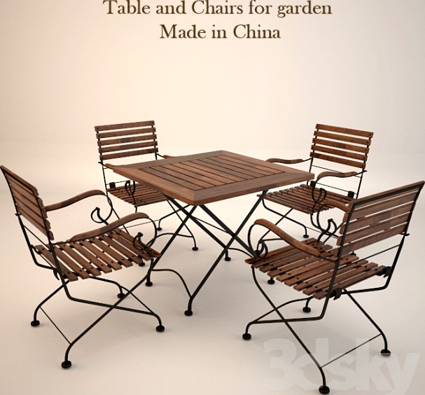 Iron chairs and table / China