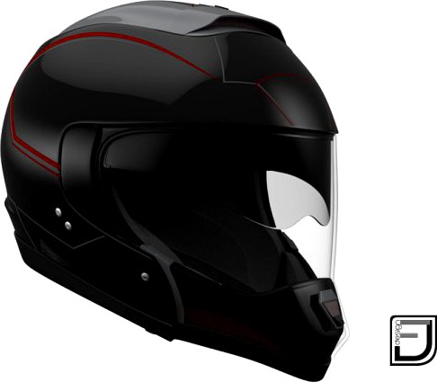 Black Modular Helmet 3D Model