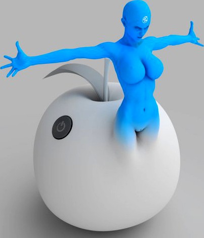 Blue Apple Computer Girl 3D Model