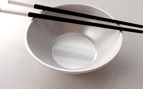 Chopsticks and Bowl 3D Model