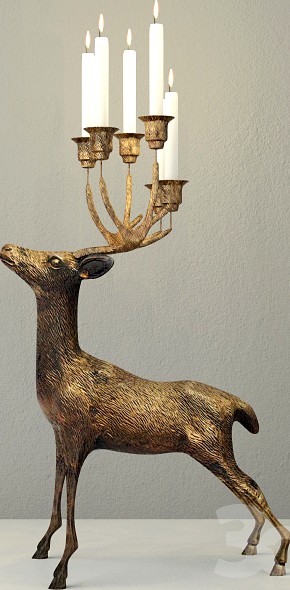 Oversize Brass Deer Candle Holder