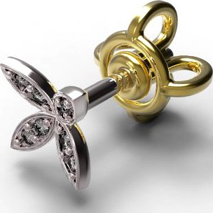 Earrings Ear Stud gold 3D Model