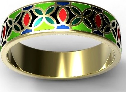 Gold ring with enamel 2 3D Model