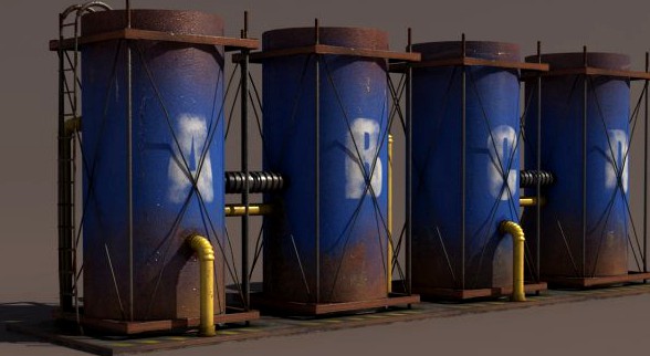 Old Tanks Factory 3D Model