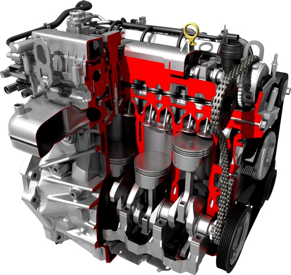 Car 4 Cylinder Engine Cutaway 3D Model