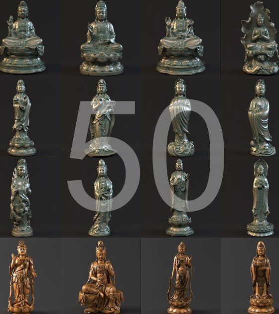 50  Kwanyin collection 3D Model