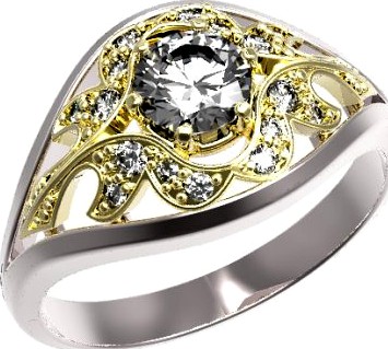 Gold ring with a diamond 36 3D Model