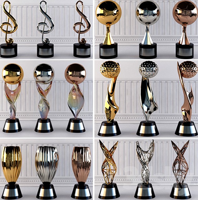 Award Prize Cup Trophy Set 18 Piece Decorative Objects