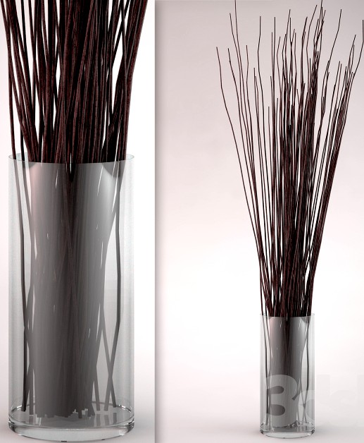 Glass vase with twigs
