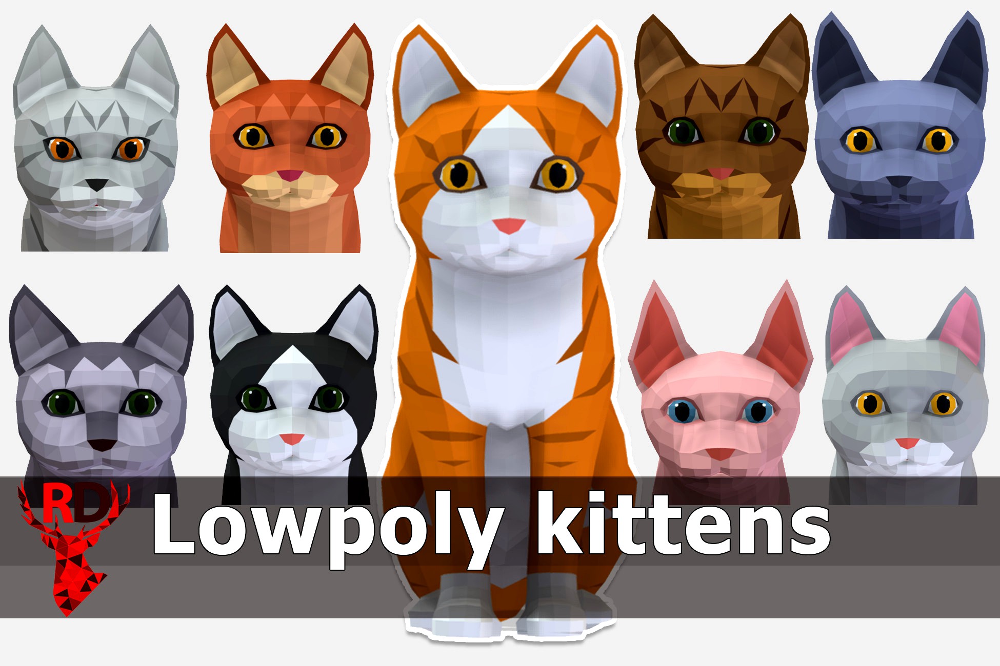 LowPoly KIttens pack