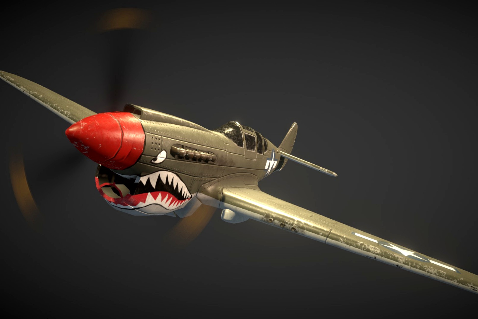 WW2 US Fighter Aircraft P-40 Warhawk