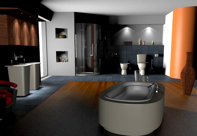 Bathroom with 3D Model