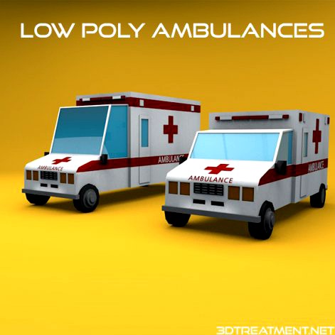 Low Poly Ambulances 3D Model