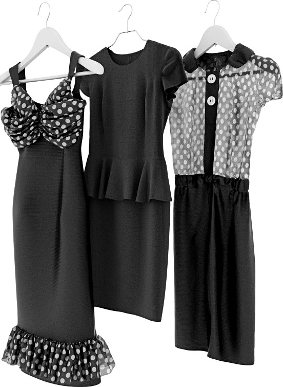 Realistic dresses on hangers 3D Model