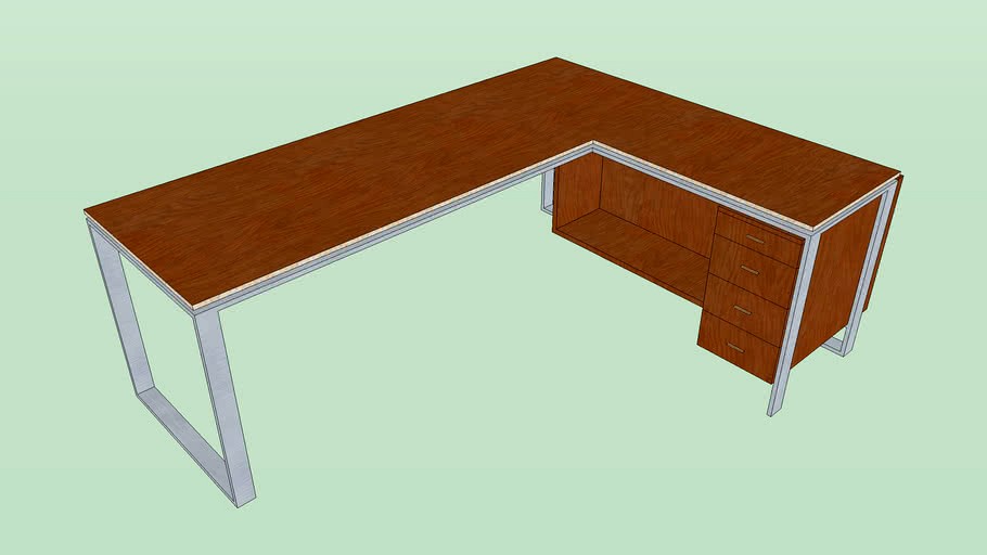 L shape Desk 3d model