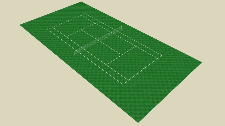 tennis court, with net, to international tennis standards