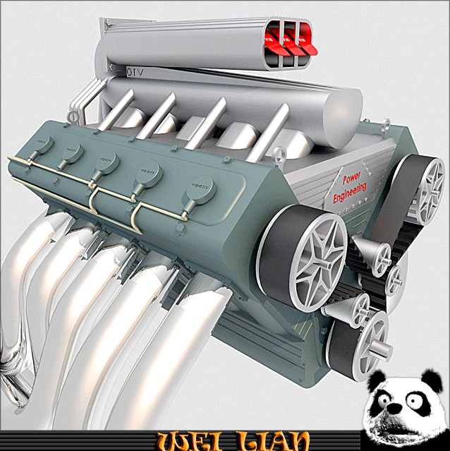 V10 Engine 3D Model