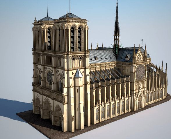 Notre-Dame de Paris Cathedral 3D Model