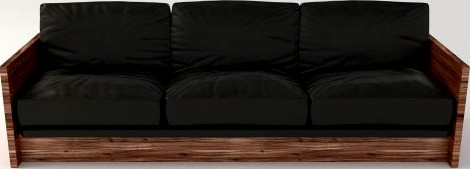 Black Leather Sofa 3D Model