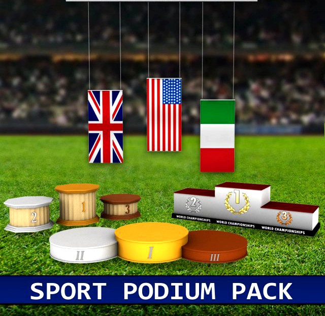 Sport podium flag pack 3D Model