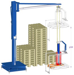 Fast high lifting belt hoist (pulley hoist), mobile pneumatic manipulator for lifting, sorting, checking and stacking europallets