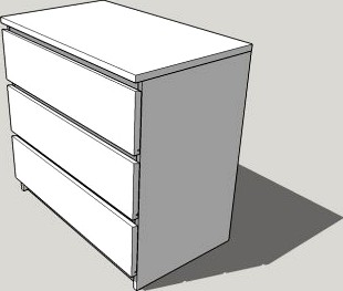 IKEA MALM 3 drawer chest 3D Model