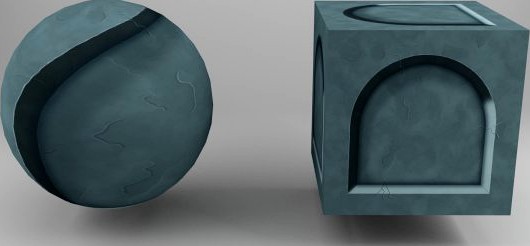 Gray Blue Stone-Recessed Wall 3D Model