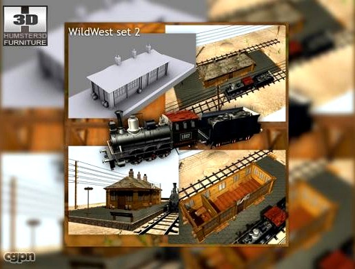 Wild West RailStation with Train3d model