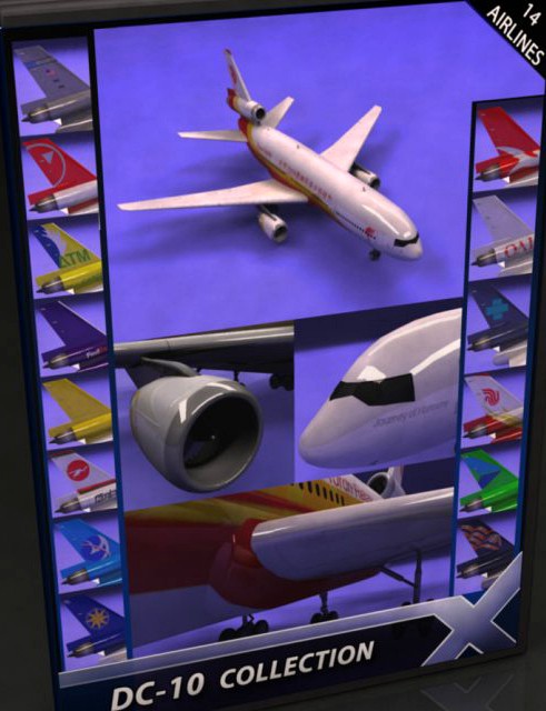 DC-10 Collection w/ 14 Textures3d model