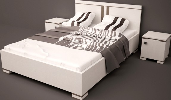 Bed with bedside tables