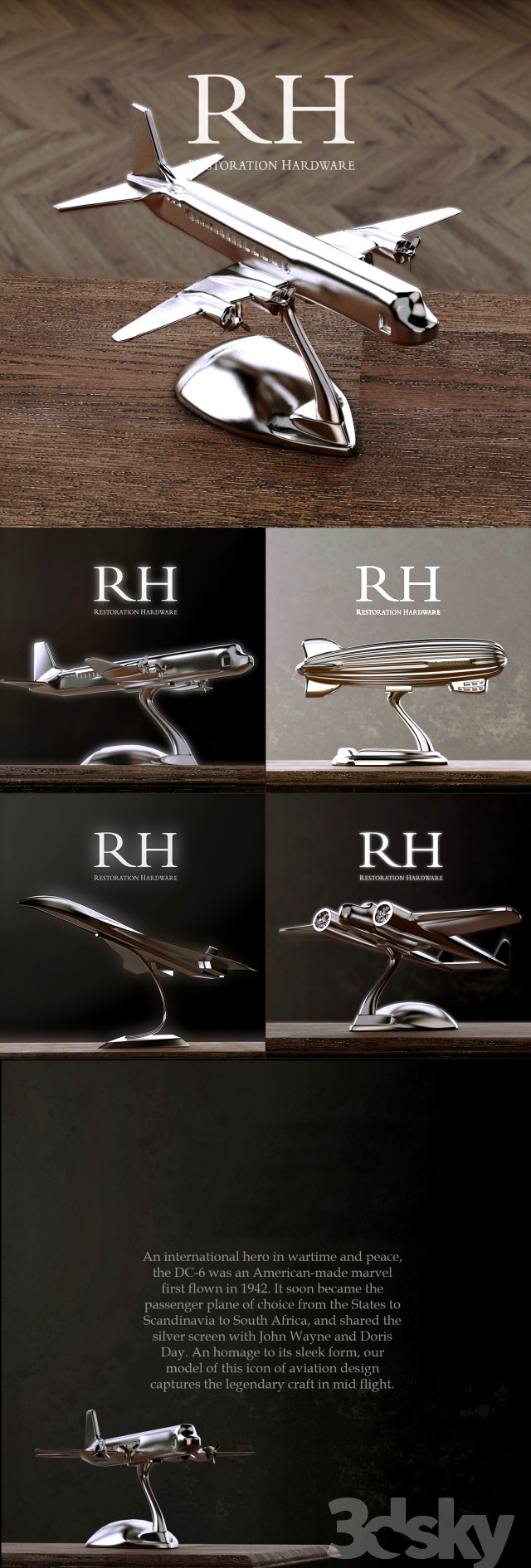 RH AIRCRAFTS DECORATION SET OF 4