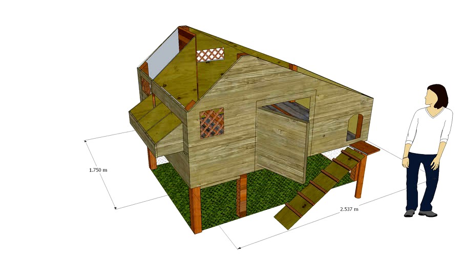 Poulailler 3 D ; Dim =2,54 x 1,75 m Denis Delannoy