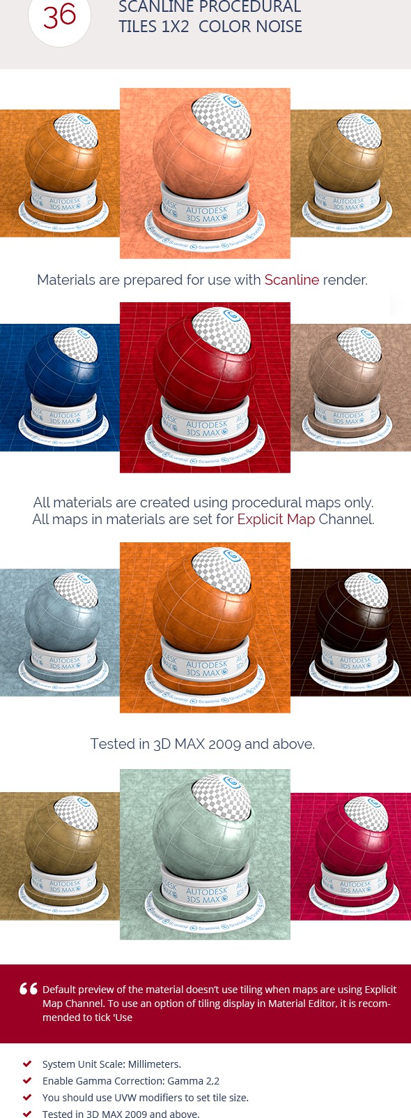 Scanline Procedural Tiles 1x2  Color Noise